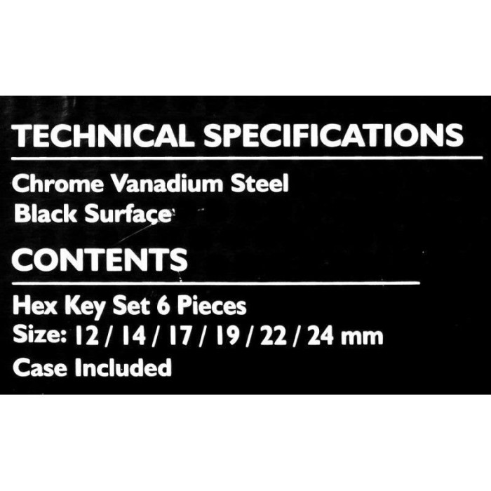 Haбир Г-подоб. ключей HEX 6 пр. (12-24 мм) в чехле JCB Tools JCB-5067