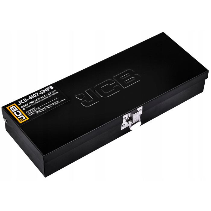 Set of deep impact sockets in a metal case 10 pcs. 1/2" (6-gr.) JCB Tools JCB-4107-5MPB