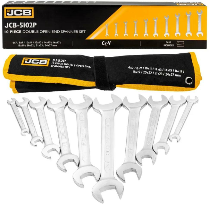 Набор рожковых ключей в чехле 10 пр. (6-27 мм) JCB Tools JCB-5102P
