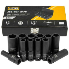 Set of deep impact sockets in a metal case 12 pcs. 1/2" (6-gr.) JCB Tools JCB-4127-5MPB