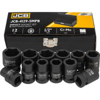 Набор ударных головок в металлическом кейсе 12 ед. 1/2" (6-гр.) JCB Tools JCB-4129-5MPB