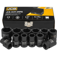 Set of impact sockets in a metal case 12 pcs. 1/2" (6-gr.) JCB Tools JCB-4129-5MPB