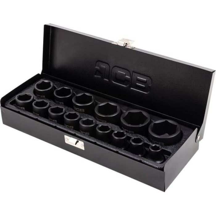 Набор ударных головок в металлическом кейсе 15 ед. 1/2" (6-гр.) JCB Tools JCB-4159-5MPB