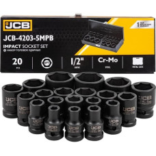 Set of impact sockets in a metal case 20 pcs. 1/2" (6-gr.) JCB Tools JCB-4203-5MPB