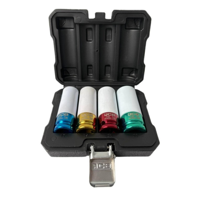 1/2" impact socket set for alloy wheels 4 pcs. (17, 19, 21, 22 mm) JCB Tools JCB-4046