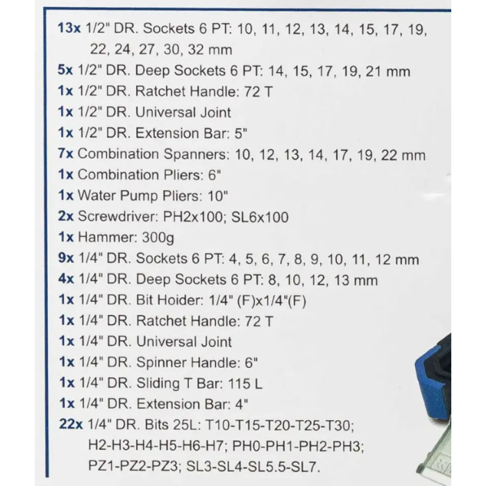 Набор инструментов 74 пр. 1/2", 1/4" (6-гр.) Scheppach SCH-4742-5