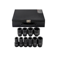 Set of deep impact sockets in a metal case 10 pcs. 3/4'' (6-gr.) (17-46 mm) FORCEKRAFT FK-6108-5MPB