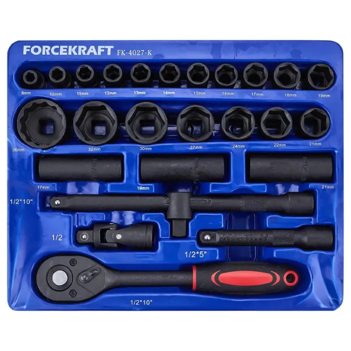 Набор инструментов 26 пр. (6-гр.) 1/2" (8-36 мм) FORCEKRAFT FK-4027-K