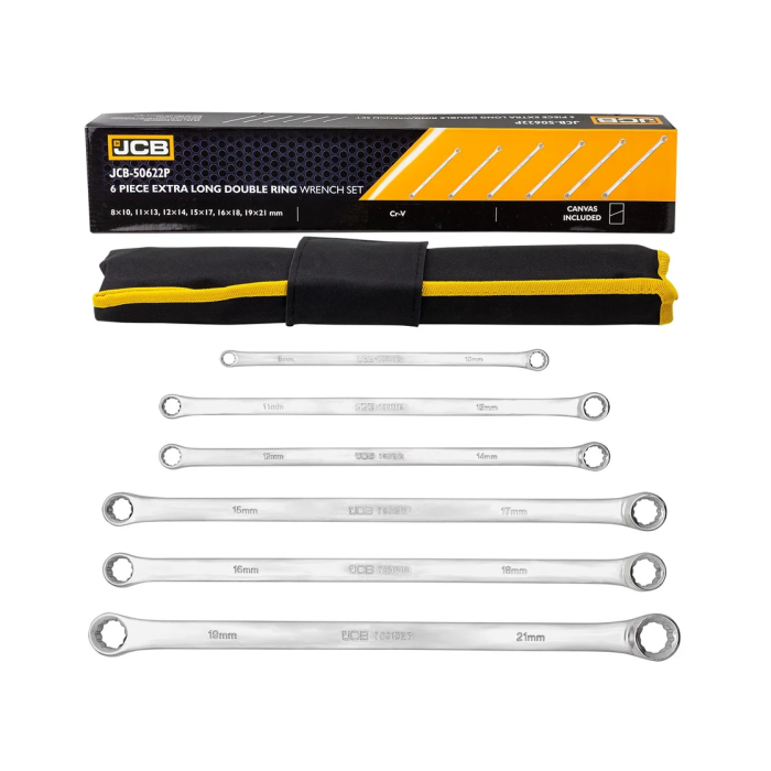 Набір накидних прямих подовжених ключів 6 пр. в чохлі (8-21 мм) JCB Tools JCB-50622P
