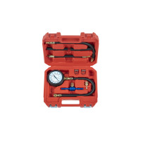 Fuel pump pressure test kit with adapters and hoses in a QUATROS case QS30195