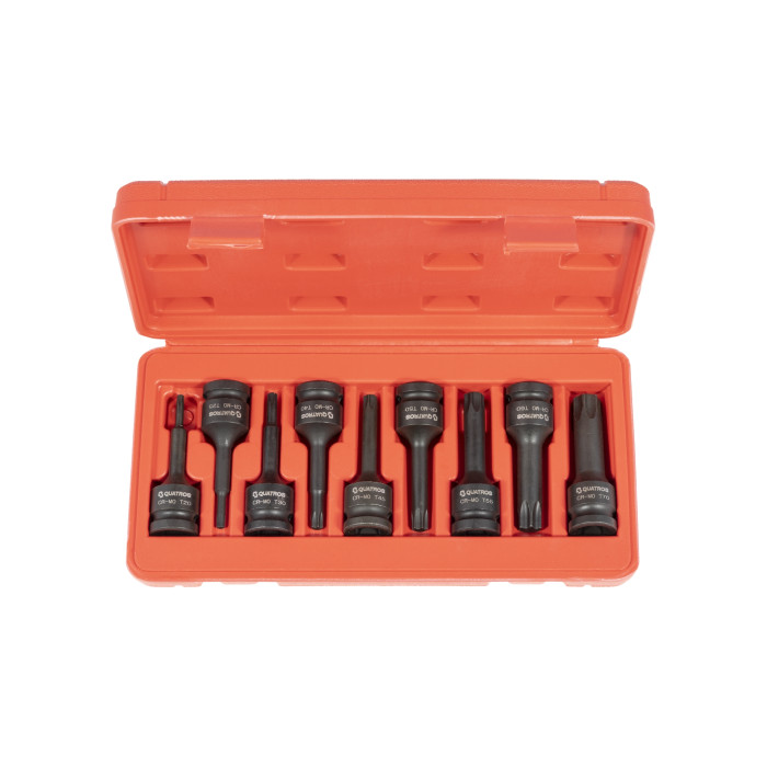 Набор ударных головок-бит TORX 1/2" (9 предм.) QUATROS QS50009