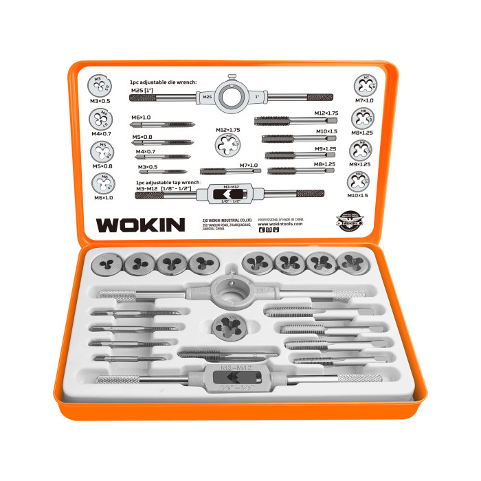Set of taps and dies 20 pcs. WOKIN WK-334220