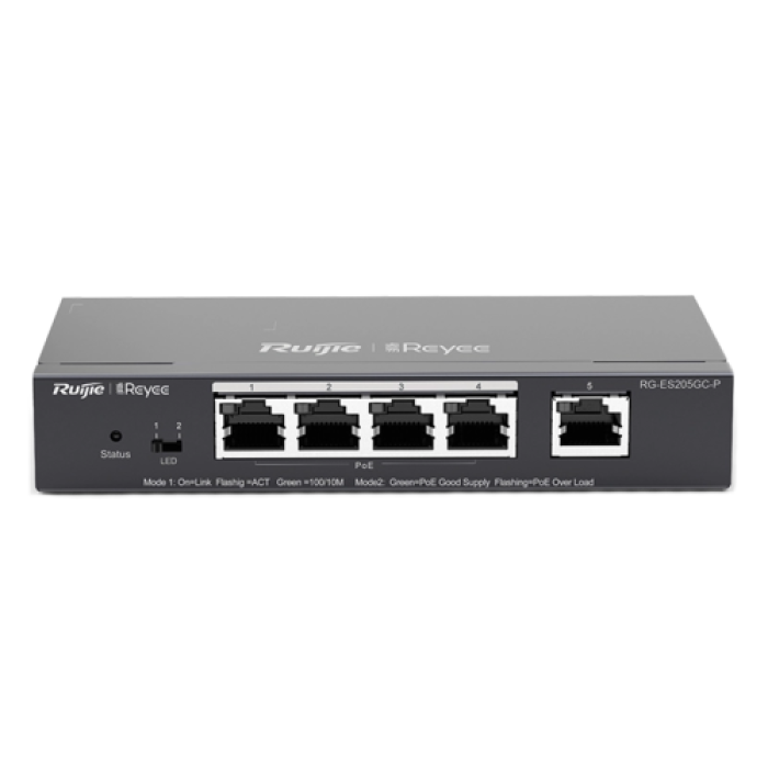 Интеллектуальный гигабитный коммутатор PoE Ruijie RG-ES205GC-P с 5 портами