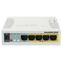Управляемый PoE-коммутатор MikroTik RB260GSP (CSS106-1G-4P-1S) с 5 портами.