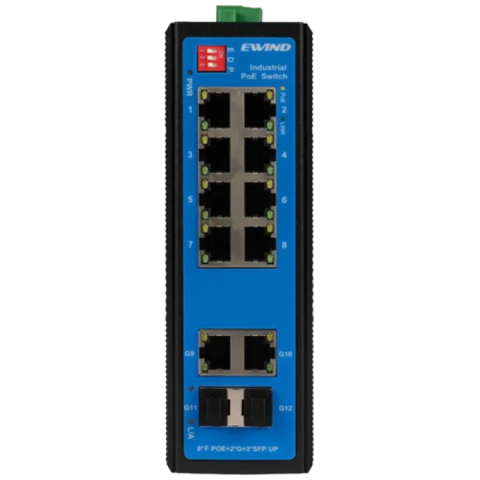 Коммутатор Ewind EW-PIS1712-8FE PoE, 12 портов, неуправляемый.