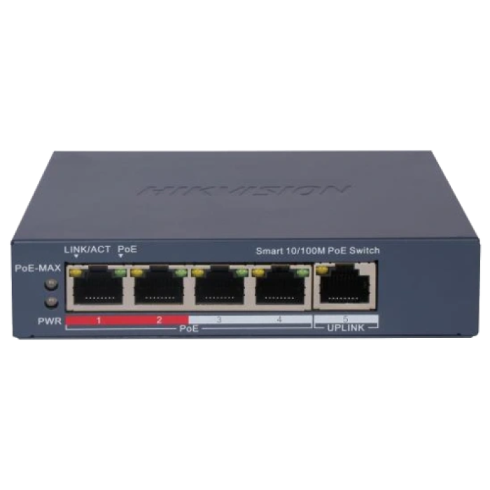Управляемый PoE-коммутатор Hikvision DS-3E1105P-EI/V2 с 5 портами.