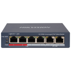 Коммутатор Hikvision DS-3E0106P-E/M(B) POE, 6 портов, неуправляемый.