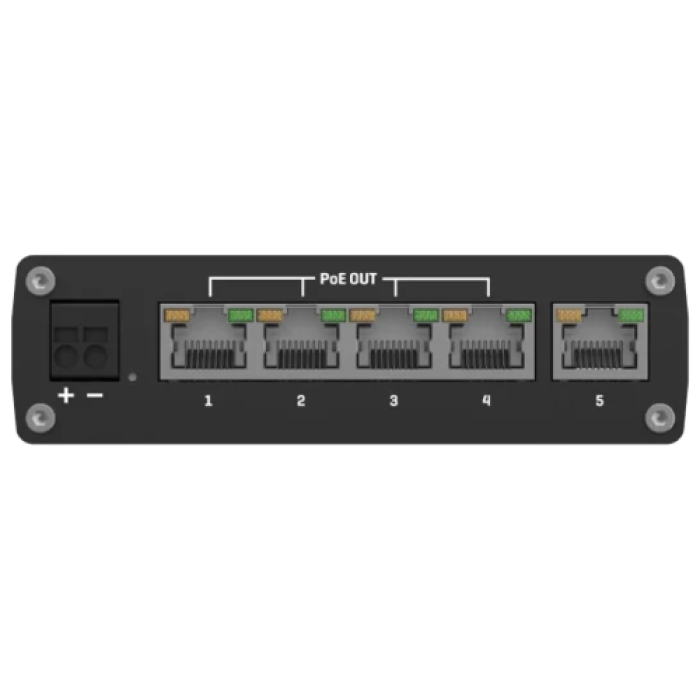 Teltonika TSW101 POE+ — 5-портовый неуправляемый коммутатор для транспортного использования.