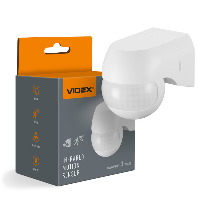 Motion and light sensor VIDEX VL-SPW11W 220V 800W IP44 infrared white