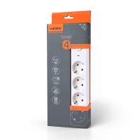 VIDEX ONCORD power extension cord with 4 pins, 3 m (3 x 1.5 mm) and a White button
