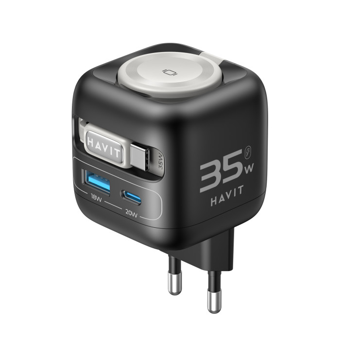 HAVIT UC250 GaN 35W USB-A + USB-C + USB-C Cable + Watch Charger