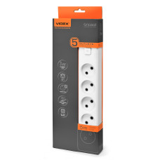 Used VIDEX ONCORD 5-pin 5m power strip with push-button (White)