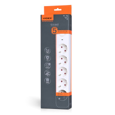 VIDEX ONCORD power extension cord with 5 pins, 3 m (3 x 1.5 mm) and a White button