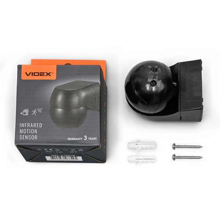 Motion and light sensor VIDEX VL-SPW11B 220V 800W IP44 infrared black