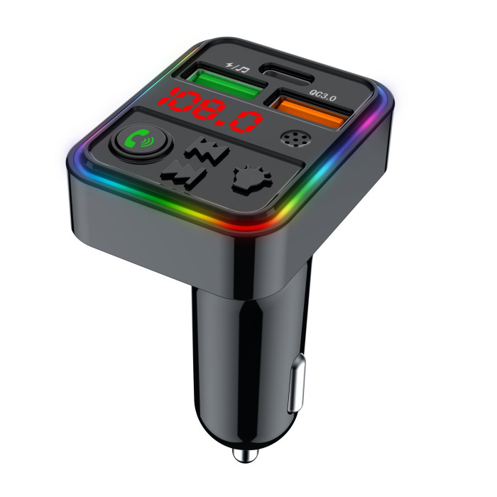 FM модулятор HAVIT FM821BT USB-A+USB-C PD25W RGB Black