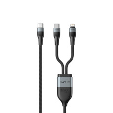 Cable USB-C - USB-C + Lightning HAVIT HV-CB6326 PD100W 1.2m