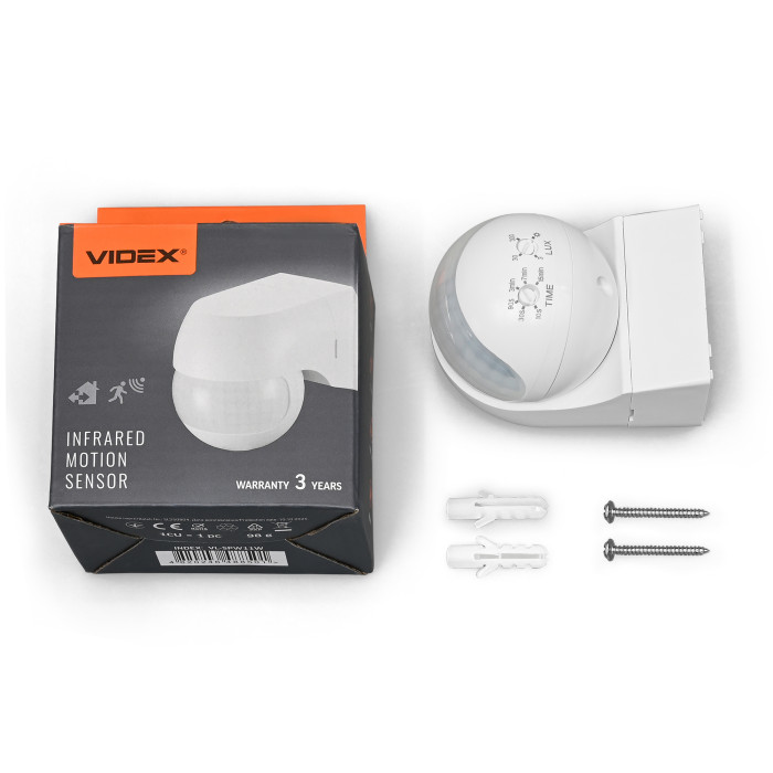 Motion and light sensor VIDEX VL-SPW11W 220V 800W IP44 infrared white