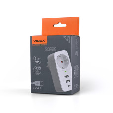 VIDEX ONCORD Network Adapter with 1P 2.4A 2USB+USB-C White