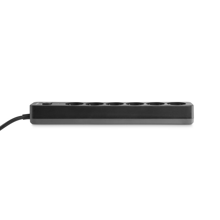 VIDEX ONCORD power extension cord with 6 pins, 3 m (3 x 1.5 mm) and a Black button